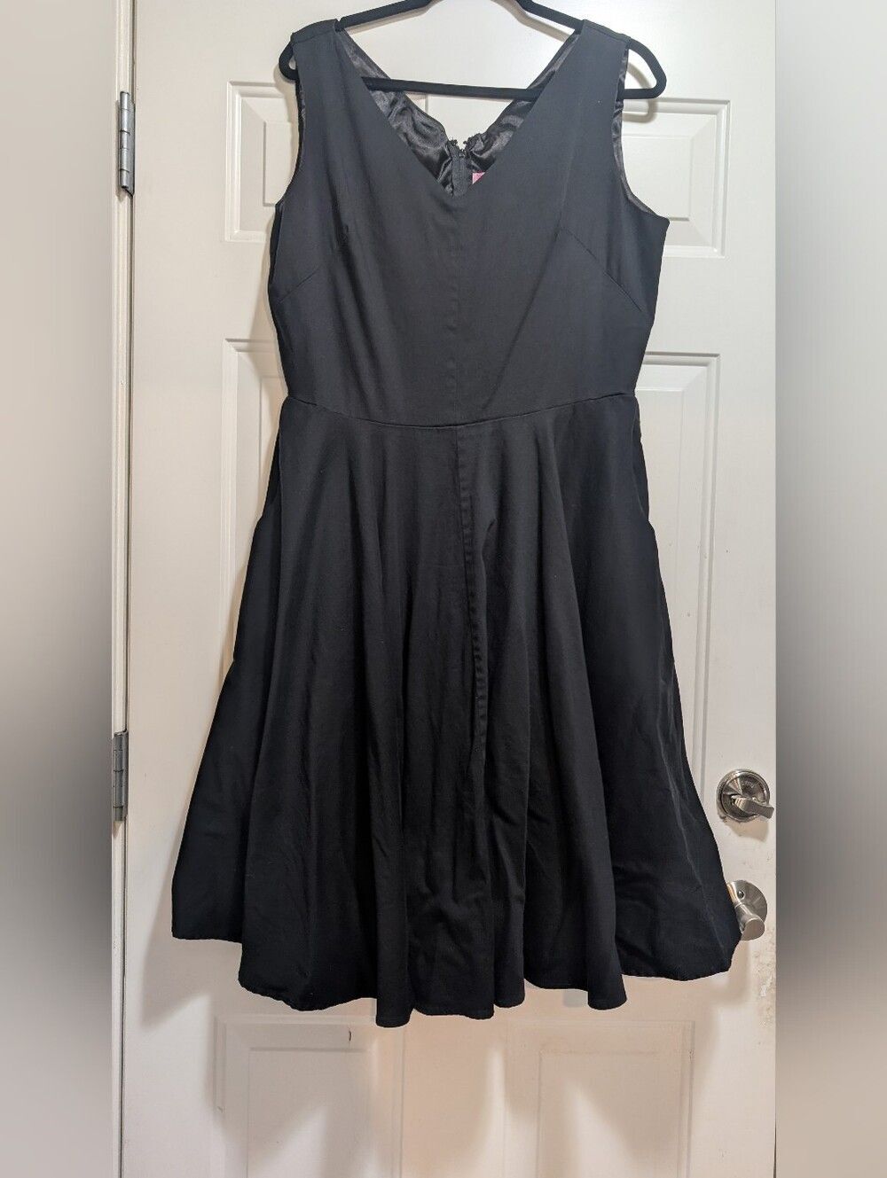 Pinup Couture Black Cotton 50s Flare Swing Dress Vintage Rockabilly Size 2X
